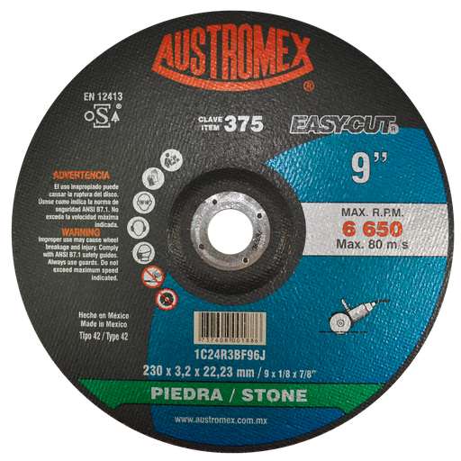 [AU066DCP0375] DISCO CAZUELA AUSTROMEX P/CORTE PIEDRA 9" (375)(H)
