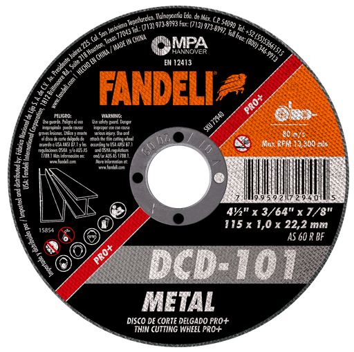 [FADCORT72940] DISCO FANDELI CORTE DELGADO P/METAL 4-1/2" (72940)(H)