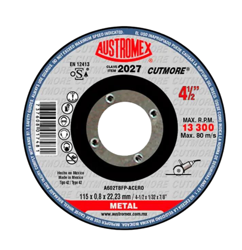 [AU043DCM2027DEL] DISCO CAZUELA AUSTROMEX P/CORTE METAL 4-1/2" (2027)(H)