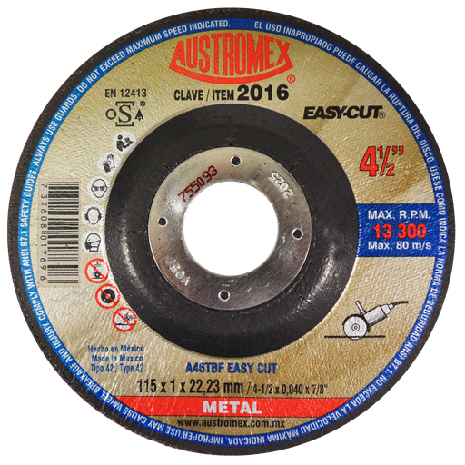 [AU044DCM2016DEL] DISCO CAZUELA AUSTROMEX P/CORTE METAL 4-1/2" (2016)(H)