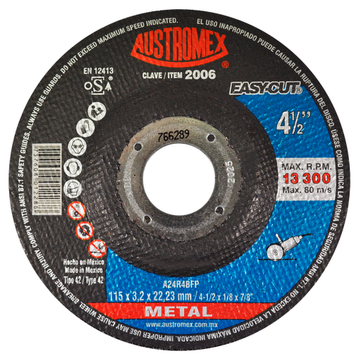 [AU046DCM2006] DISCO CAZUELA AUSTROMEX P/CORTE METAL 4-1/2" (2006)(H)