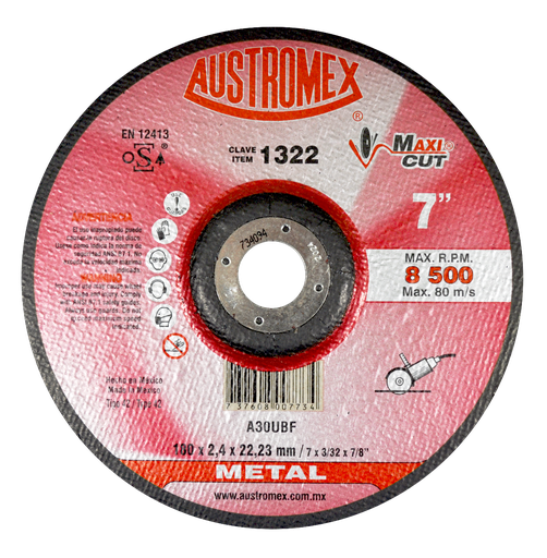 [AU050ADCM1322] DISCO CAZUELA AUSTROMEX P/CORTE METAL 7" (1322)(H) DDD