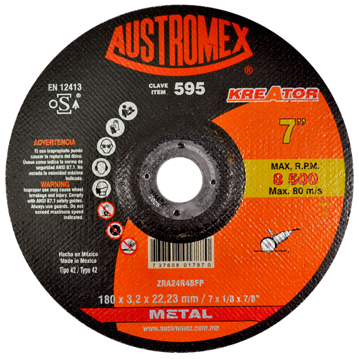[AU052ADCM0595] DISCO CAZUELA AUSTROMEX P/CORTE METAL 7" (595)(H)