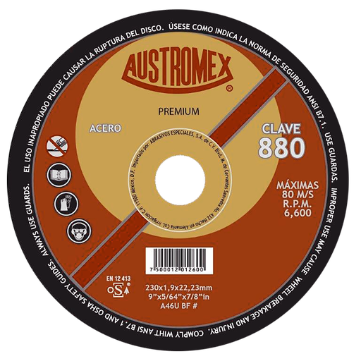 [AU094DCM0880DEL] DISCO PLANO AUSTROMEX P/CORTE METAL 9" (880)(H)