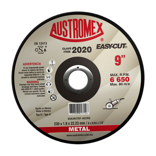 [AU093DDM2020] DISCO PLANO AUSTROMEX P/CORTE METAL 9" (2020)(H)