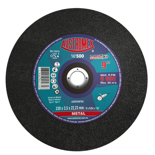 [AU093DCM0500] DISCO PLANO AUSTROMEX P/CORTE METAL 9" (500)(H)