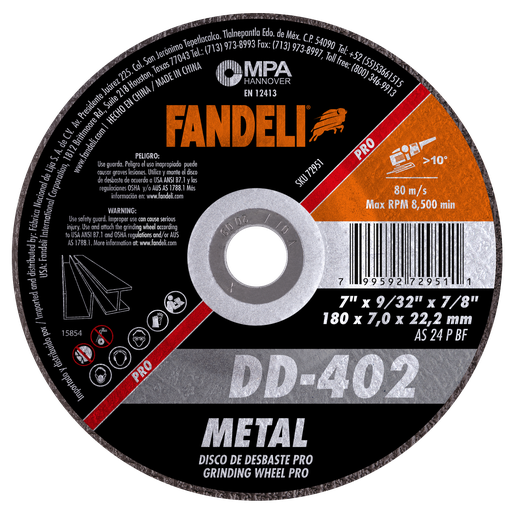 [FADCORT72951] DISCO CAZUELA FANDELI P/DESBASTE DE METAL 7" (72951)(H)