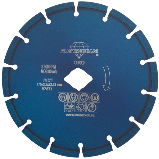 [AU491DDD0807] DISCO DIAMANTE AUSTROMEX RIN SEGMENTADO USO GENERAL 7" ORO (807)(H)