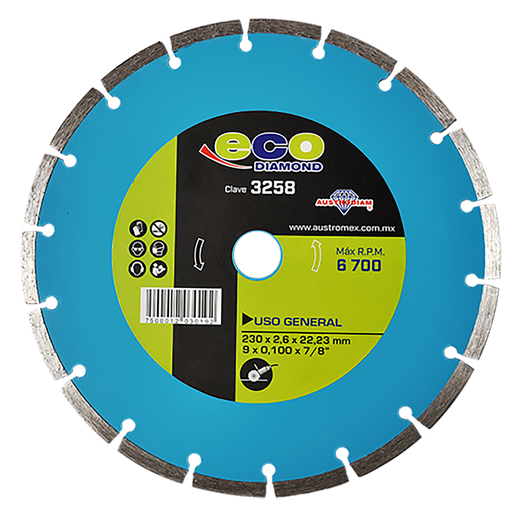 [AU492DDA3258] DISCO DIAMANTE AUSTROMEX RIN SEGMENTADO USO GENERAL 9" (3258)(H)