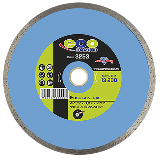 [AU500DRA3253] DISCO DIAMANTE AUSTROMEX RIN CONTINUO USO GENERAL 4-1/2" (3253)(H)