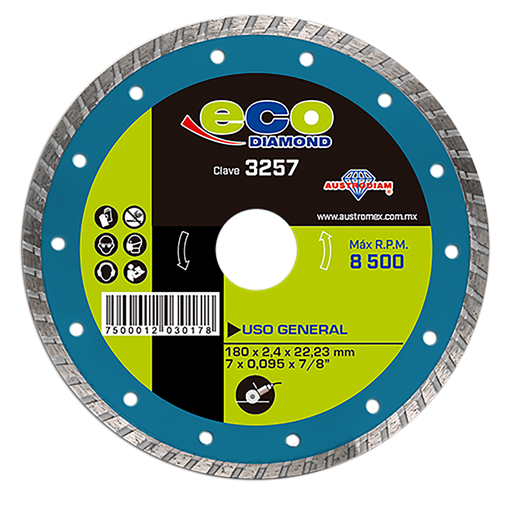 [AU511DDA3257] DISCO DIAMANTE AUSTROMEX TURBO USO GENERAL 7" (3257)(H)