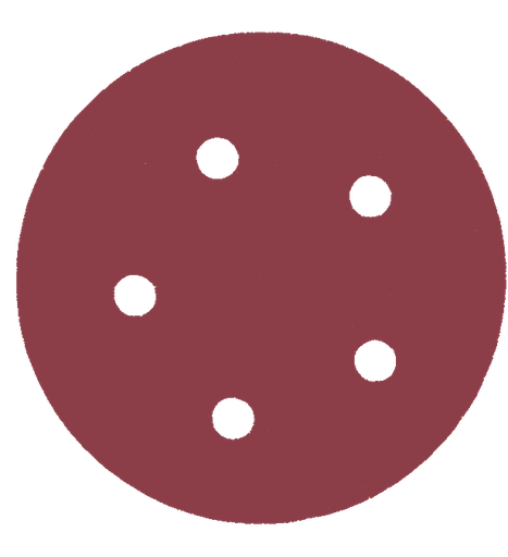 [FAADB73547] DISCO C/VELCRO 5" FANDELI B080 C/5PERFORACIONES GRANO 320 ROJO (73547)(H)