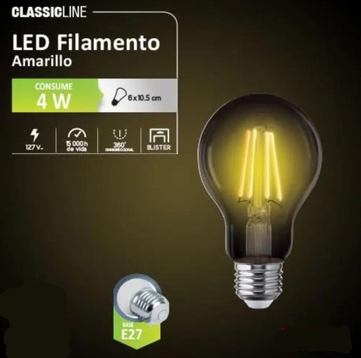 [IGOFAAK122225] AKSI FOCO FILAMENTO A19 4W AMARILLO (122225)
