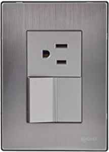 [IGOINOX1002] IGOTO PLACA C/1 APAGADOR SENCILLO + 1 CONTACTO PLATA (INOX1002)(E)