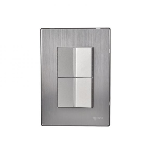 [IGOINOX1014] IGOTO PLACA C/2 APAGADORES ESCALERA PLATA (INOX1014)(E)