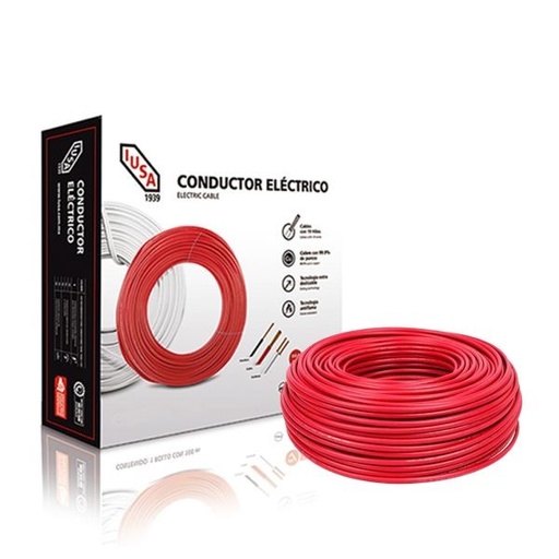 [IUCTHWCJR10] IUSA CABLE THW #10 ROJO CAJA 100M (399330)