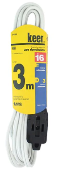 [ESLECEXD03M2422] KEER EXTENSIÓN DOMÉSTICA 2X16 BLANCA 3M (2422)(E)
