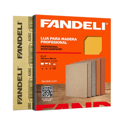 [FALMA240] PAQUETE C/50 PIEZAS LIJA DE ESTEARATO FANDELI A080 GRANO 240 (09444) 
