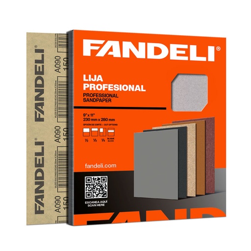 [FALSLP240] PAQUETE C/50 PIEZAS LIJA ESTEARATO FANDELI A090 GRANO 240 (00206) 