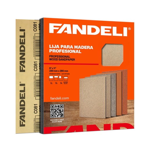 [FALMAG220] PAQUETE C/50 PIEZAS LIJA FANDELI MADERA AMERICANA C081 GRANO 220 (11840) 