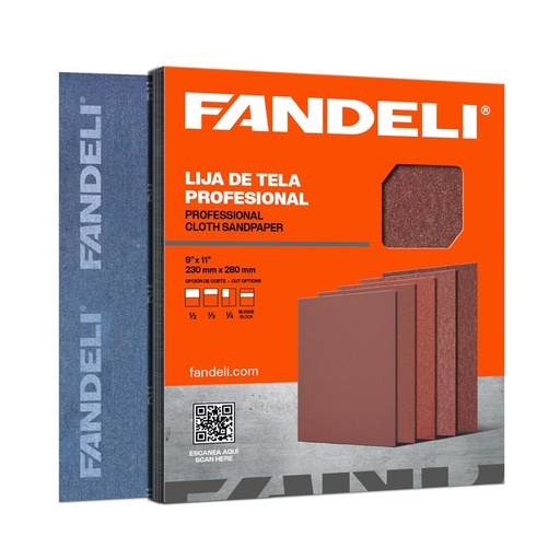 [FALO180] PAQUETE C/50 PIEZAS LIJA FANDELI OXALUM ROJA J-86 GRANO 180 (00077) 