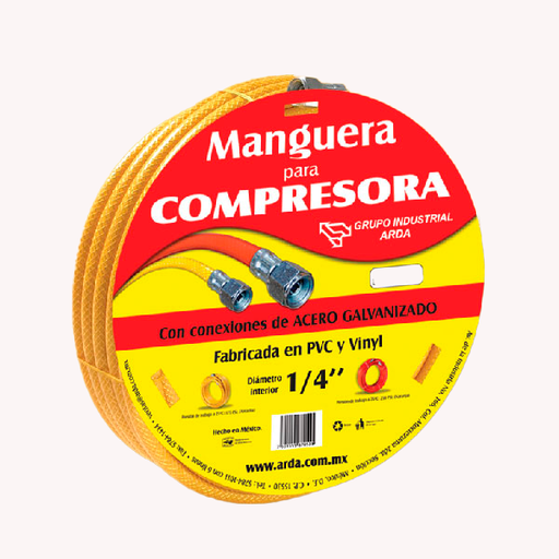 [ARMA15] MANGUERA ARDA P/AIRE AMARILLA 15M CONEXIÓN 1/4" ACERO GALVANIZADO (102077)