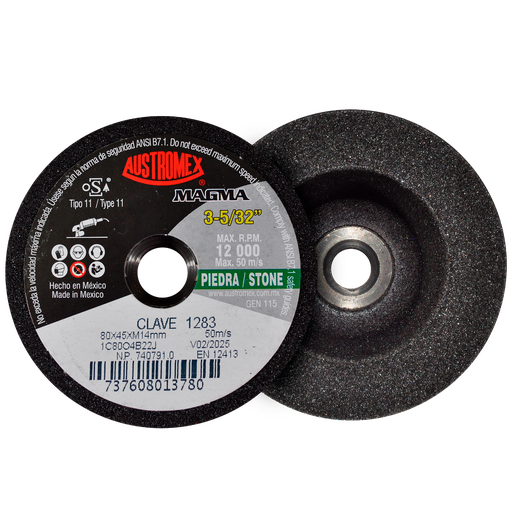 [AU236MCP1283] MINICOPA ABRASIVA AUSTROMEX P/PIEDRA 80MM P/BOSCH GRANO 80 (1283)(H)