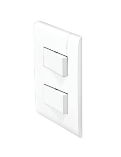 [BTMPE2001/2PTLAB] MPRO BTICINO PLACA BLANCA C/2 INTERRUPTORES SENCILLOS (E2001/2PTLAB)