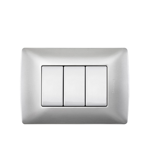 [BTQZ4803MAAN3] BTICINO MX PLACA ALUMINIO 3 VENTANAS CHASIS PLATA TAXCO (QZ4803M3AAN) (E)