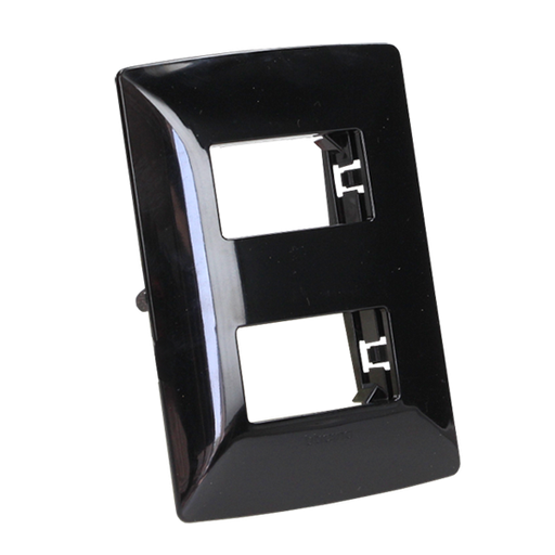 [BTQZ4803MNR2] BTICINO MX PLACA RESINA 2 VENTANAS CHASIS NEGRO OBSIDIANA (QZ4803M2NB) (E)