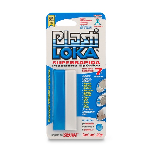 [KOLA-PSR] PLASTILOKA AZUL 20GR SÚPER RAPIDA C/10PZ (H)