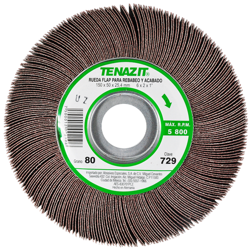 [AU384RFP0729] RUEDA FLAP PREMIUM AUSTROMEX C/CENTRO METÁLICO 6" GRANO 80 (729)(H)