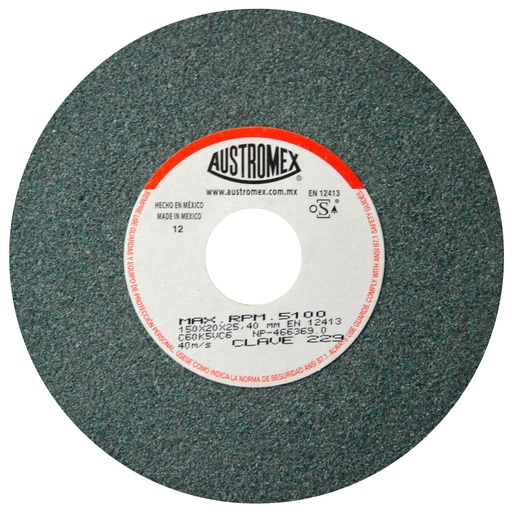 [AU172RAV0229] RUEDA ABRASIVA AUSTROMEX P/ESMERILAR-AFILAR 6" G60 (229)(H)