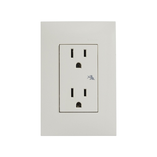 [SITCD2PCHM] PLACA SIMON MARFIL C/TOMACORRIENTE DUPLEX 2P+T C/CHASIS (25424-61)(E)