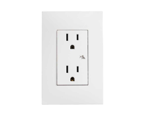 [SITCD2PCHBL] PLACA SIMON BLANCA C/TOMACORRIENTE DUPLEX 2P+T C/CHASIS (25424-60)(E)