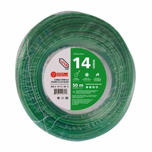 [IUCTHW10V-50] IUSA CABLE THHW #10 VERDE BOLSA 50M (267300)