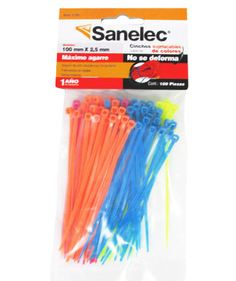 [SNCUT378-5798] CINCHOS PLÁSTICOS SANTUL 2.5MM X 100MM VARIOS COLORES C/100PZ (5798)