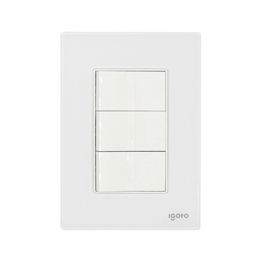 [IGOINOXCRIS1016] IGOTO PLACA ARMADA BLANCA C/2 APAGADORES SENCILLOS + 1 APGADOR ESCALERA DE 1 MÓDULO (CRIS1016)(E)