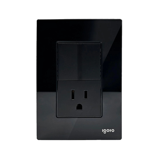 [IGOINOXCRIS2002] IGOTO PLACA ARMADA NEGRA C/1 APAGADOR + 1 CONTACTO DE 1.5 MÓDULOS (CRIS2002)(E)