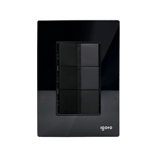 [IGOINOXCRIS2021] IGOTO PLACA NEGRA C/3 APAGADORES ESCALERA DE 1 MÓDULO (CRIS2021)(E)